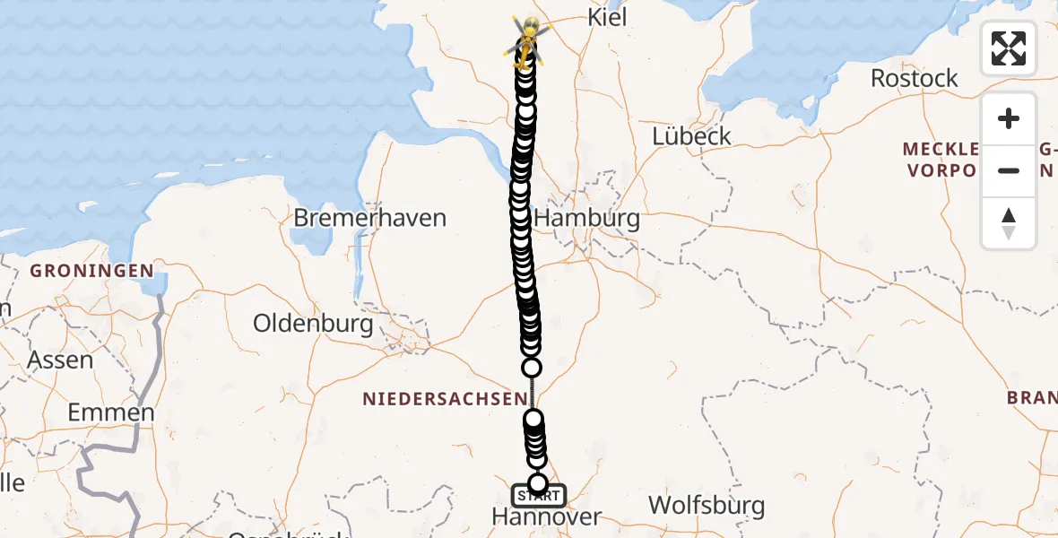 Flugroute Ambulanzhubschrauber Flughafen Hannover - Hörsten, 01 April 2026, 10:55