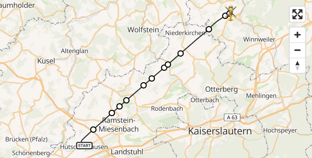 Routekaart van de vlucht: Rettungshubschrauber nach Imsweiler UL