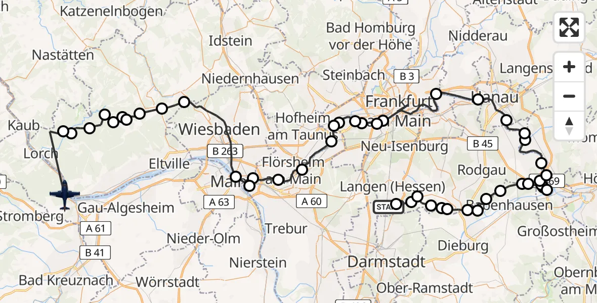 Flugroute Polizeiflugzeug Flughafen Frankfurt-Egelsbach - Weiler bei Bingen, 01 April 2026, 11:05