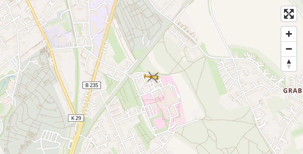 Routekaart van de vlucht: Rettungshubschrauber nach Bochum University Miners' Hospital