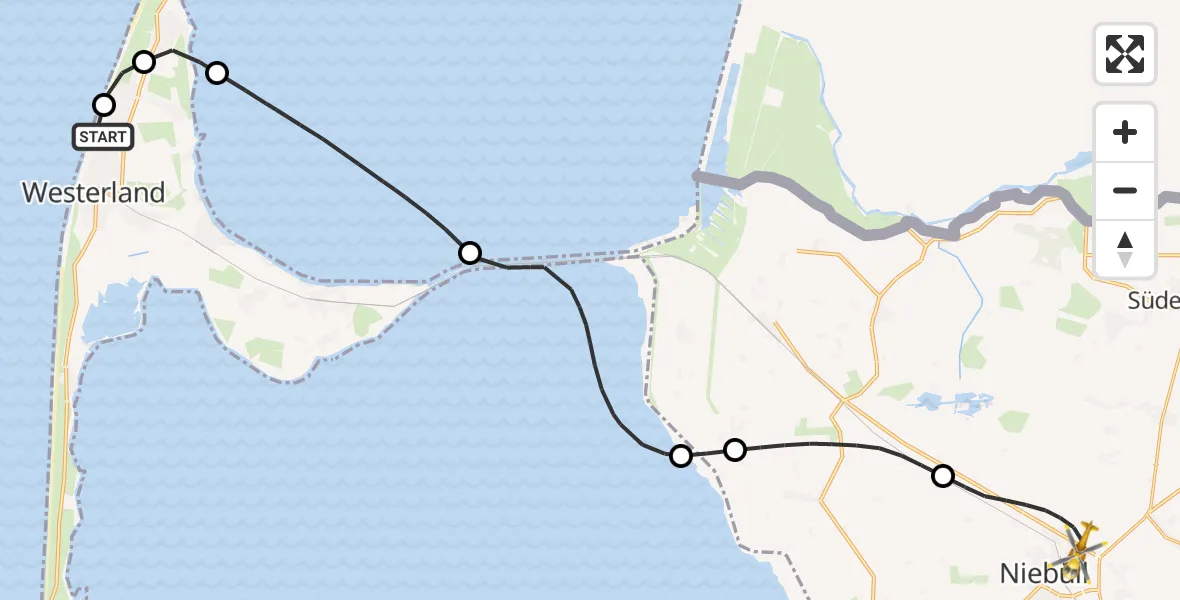 Flugroute Rettungshubschrauber Sylt - Niebüll, 01 April 2026, 11:17
