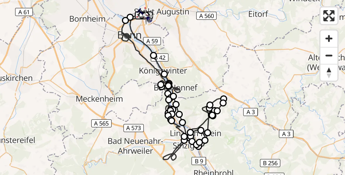 Flugroute Polizeihubschrauber Sankt Augustin - Sankt Augustin, 01 April 2026, 11:17