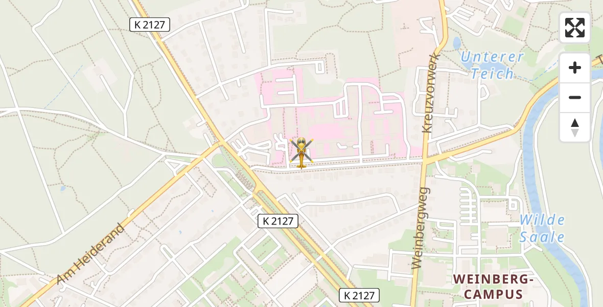 Routekaart van de vlucht: Rettungshubschrauber nach Halle (Saale) University Hospital