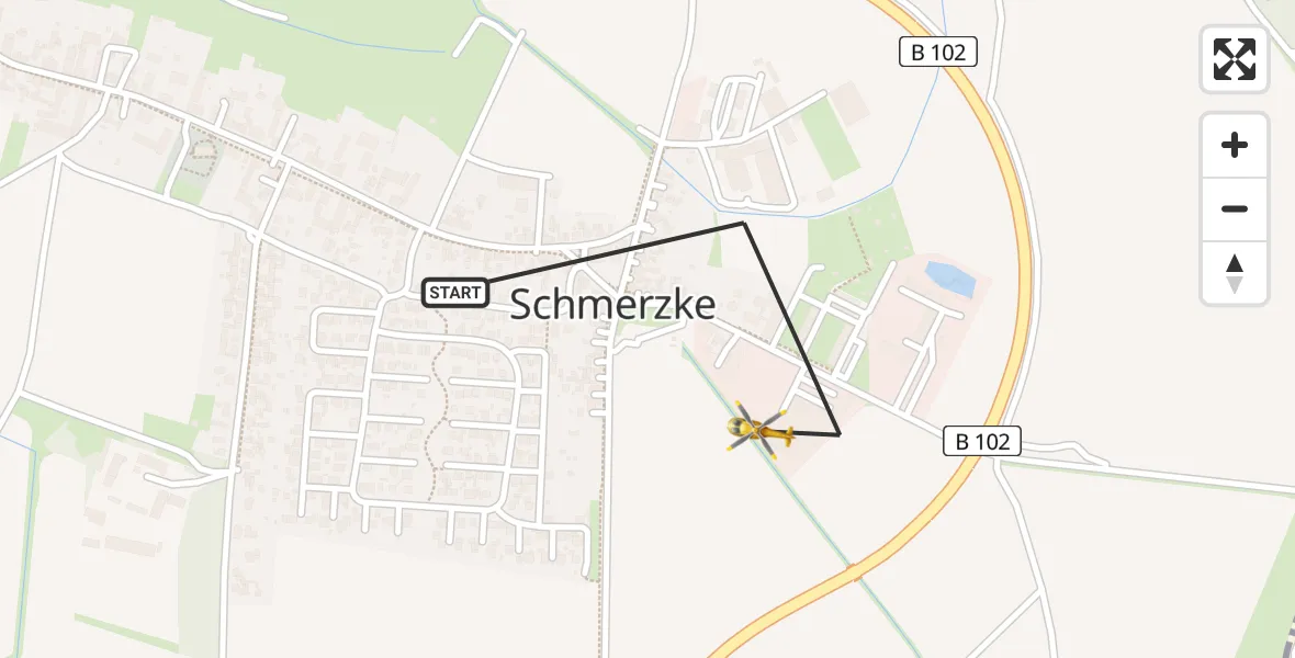 Routekaart van de vlucht: Rettungshubschrauber nach Brandenburg an der Havel, Rietzer Straße