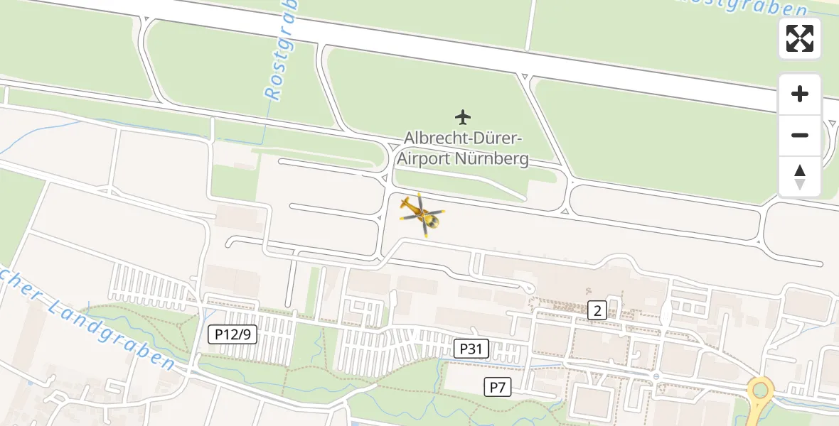 Flugroute Ambulanzhubschrauber Flughafen Nuremberg - Flughafen Nuremberg, 01 April 2026, 11:55
