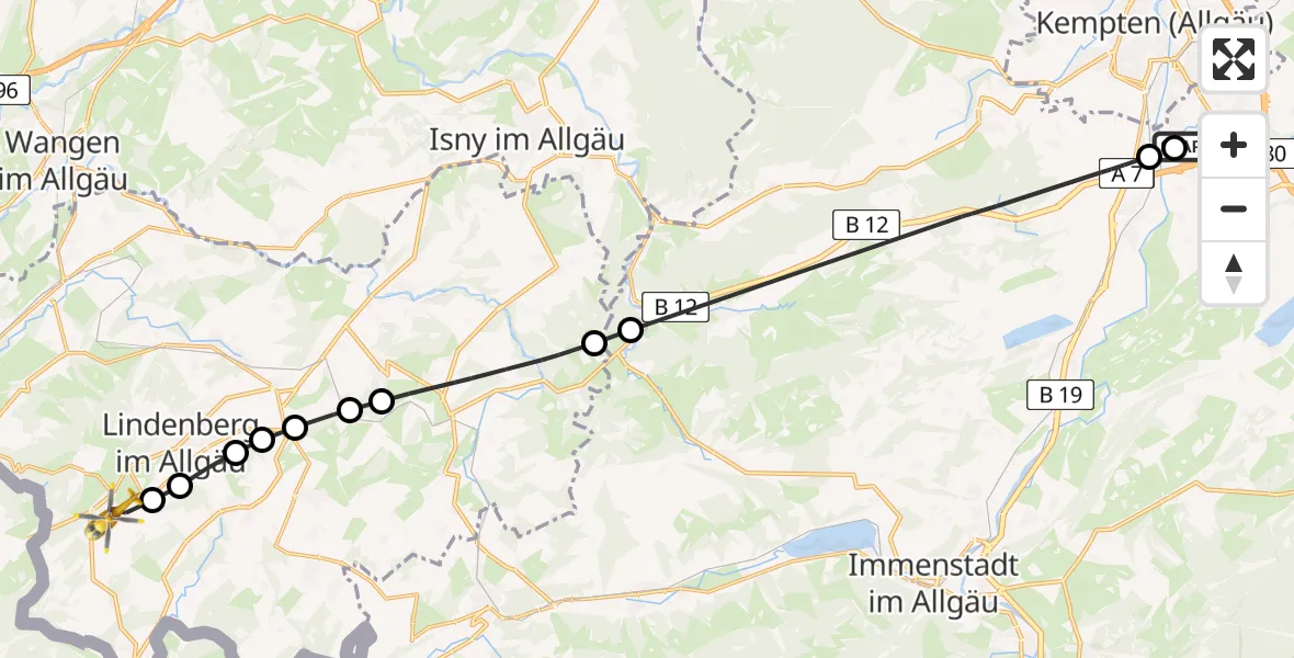 Routekaart van de vlucht: Rettungshubschrauber nach Scheidegg, Hochgratstraße