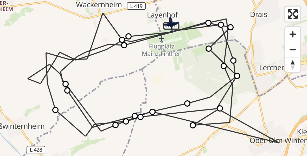 Flugroute Polizeiflugzeug Mainz-Finthen Flugplatz - Mainz-Finthen Flugplatz, 01 April 2026, 12:02