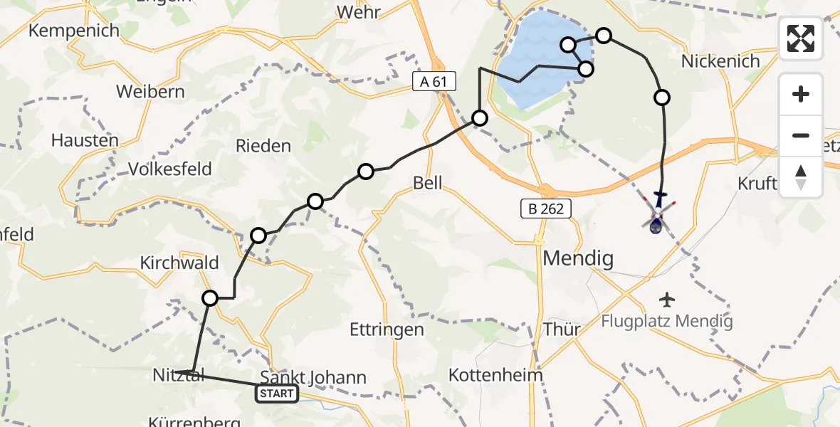 Routekaart van de vlucht: Polizeihubschrauber nach Kruft