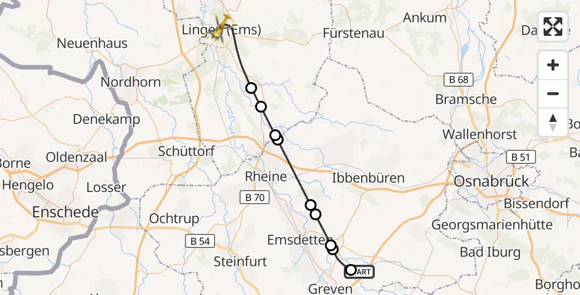 Flugroute Ambulanzhubschrauber Christoph  Westfalen-ADAC - Lingen (Ems), 01 April 2026, 12:36