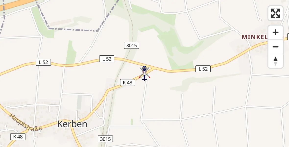Routekaart van de vlucht: Polizeihubschrauber nach Kerben, Hauptstraße