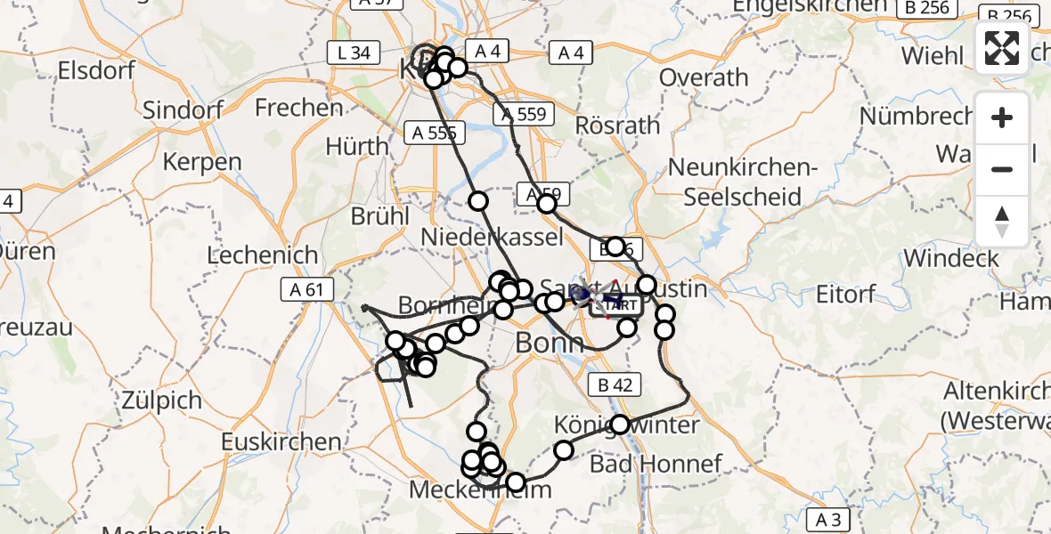 Flugroute Polizeihubschrauber Sankt Augustin - Bonn-Hangelar Flugplatz, 01 April 2026, 12:46