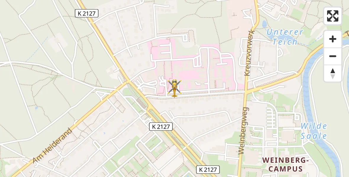 Flugroute Ambulanzhubschrauber Halle (Saale) University Hospital - Halle (Saale) University Hospital, 01 April 2026, 12:54
