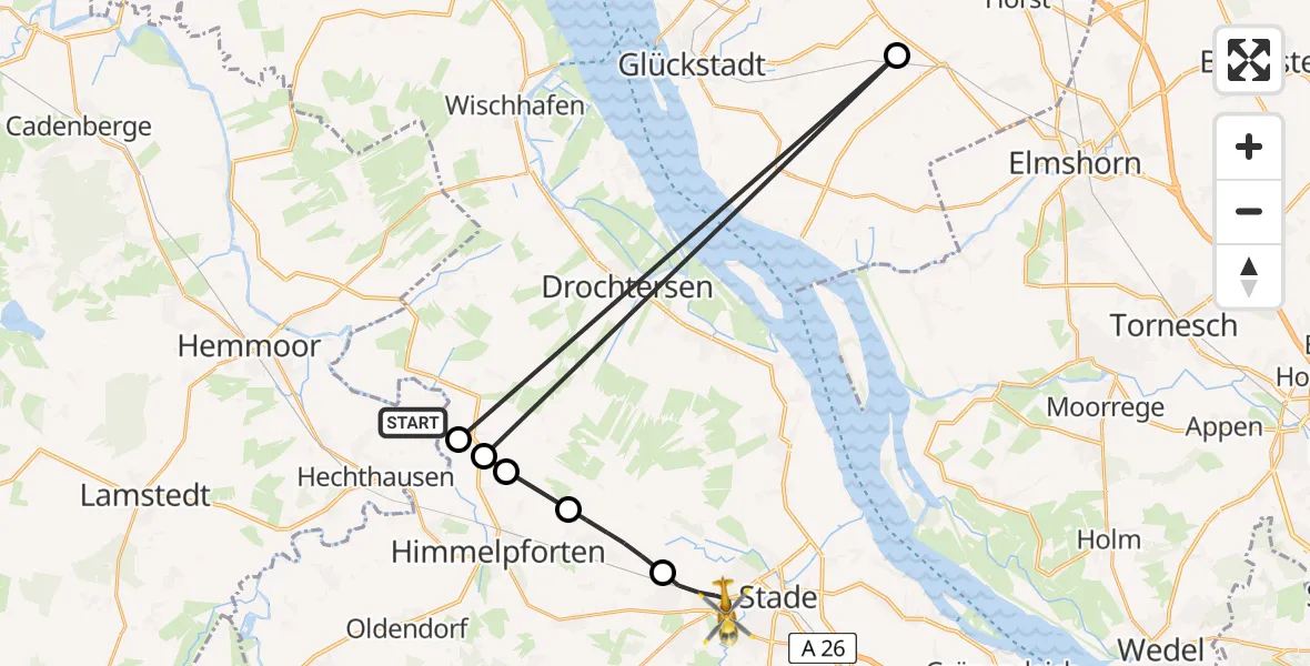 Routekaart van de vlucht: Rettungshubschrauber nach Stade, Am Heidberg
