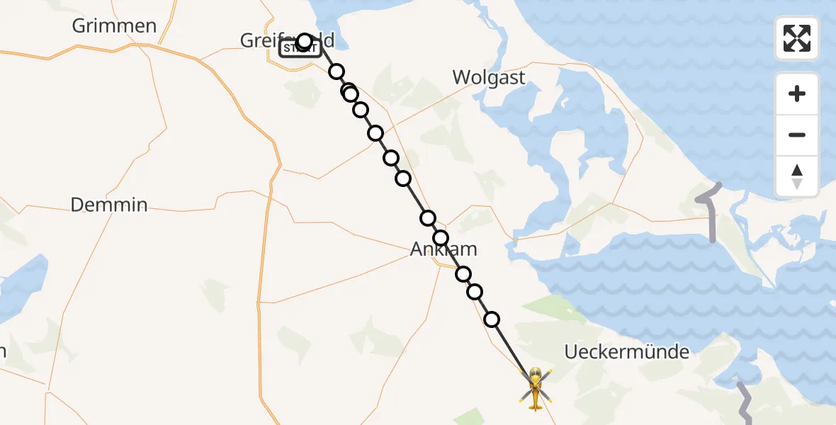 Routekaart van de vlucht: Rettungshubschrauber nach Lübs, B 109