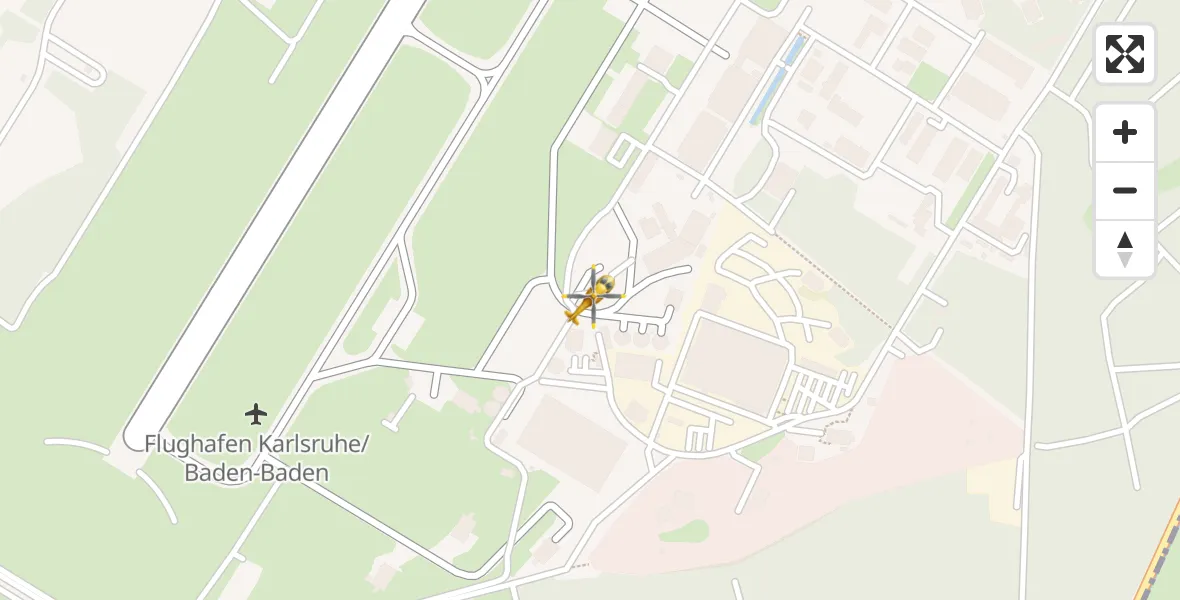 Flugroute Rettungshubschrauber Karlsruhe Baden-Baden Flughafen - Karlsruhe Baden-Baden Flughafen, 01 April 2026, 13:00