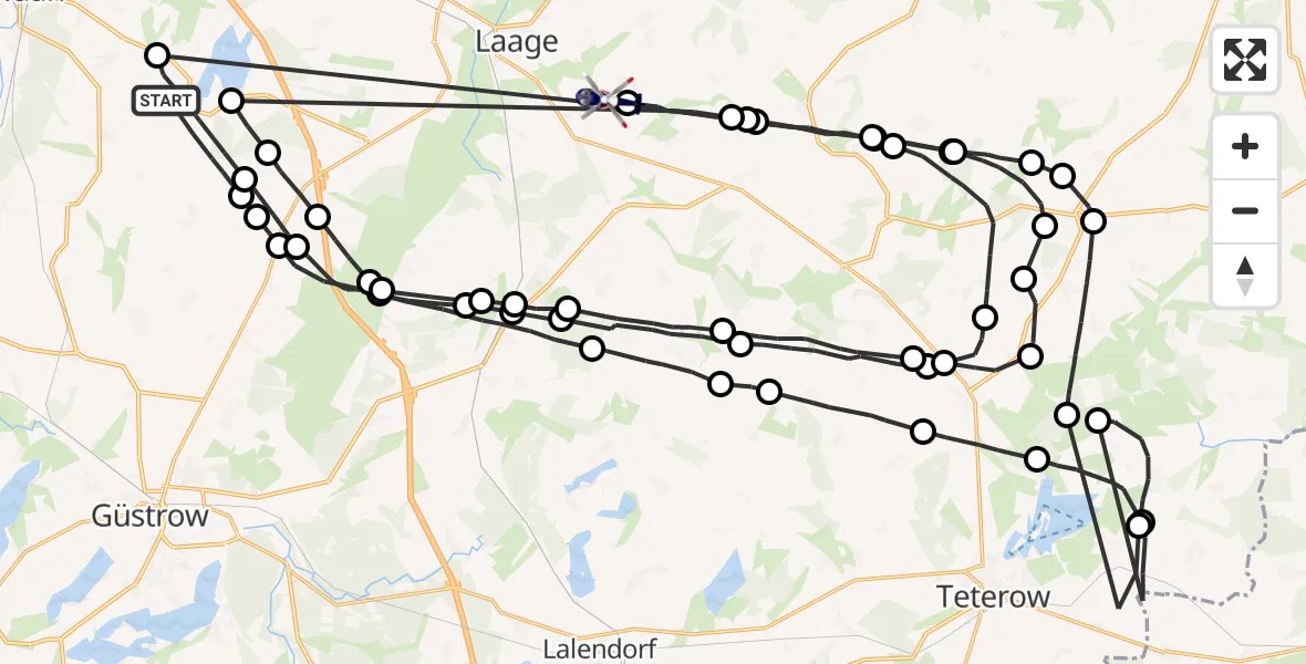 Routekaart van de vlucht: Polizeihubschrauber nach Laage, K 31