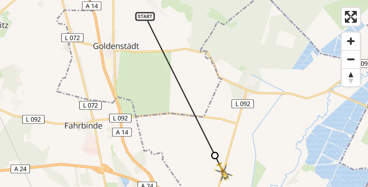 Routekaart van de vlucht: Rettungshubschrauber nach Neustadt-Glewe, Friedrichsmoorsche Allee