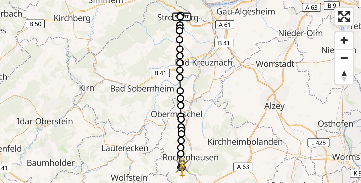 Routekaart van de vlucht: Rettungshubschrauber nach Imsweiler UL