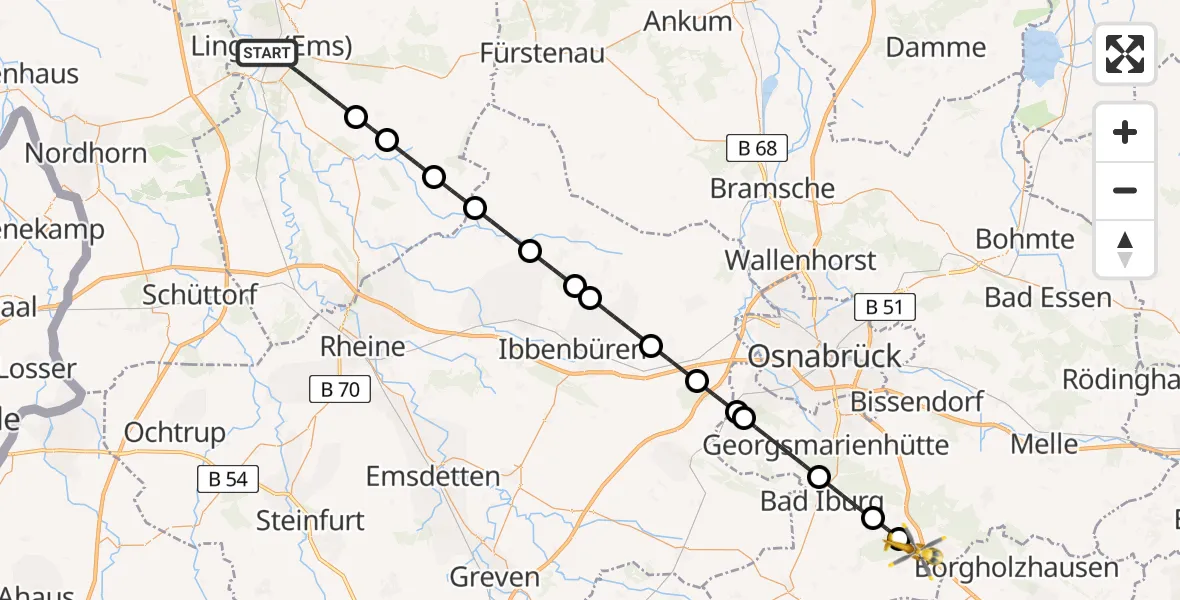 Routekaart van de vlucht: Ambulanzhubschrauber nach Bad Rothenfelde, Amselweg