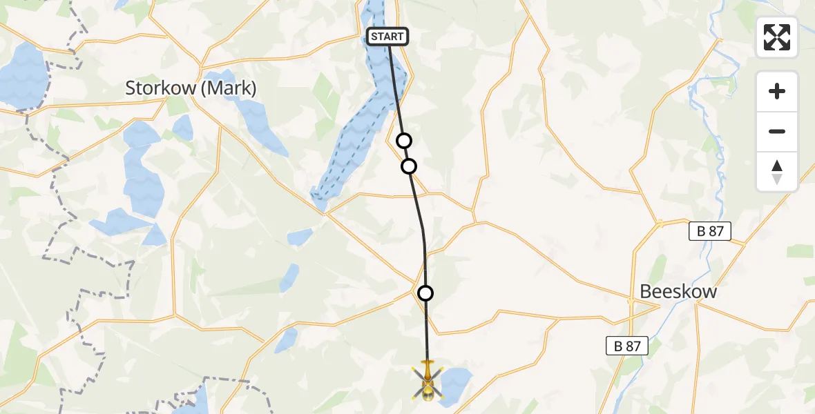 Flugroute Rettungshubschrauber Bad Saarow - Tauche, 01 April 2026, 13:49