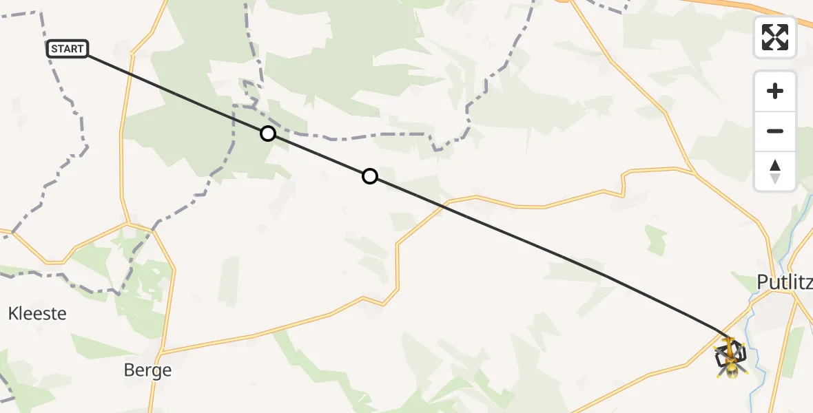 Routekaart van de vlucht: Rettungshubschrauber nach Putlitz, Karstädter Chaussee