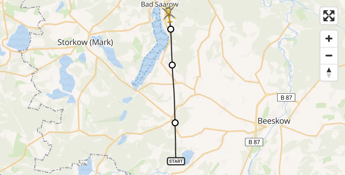 Routekaart van de vlucht: Rettungshubschrauber nach Bad Saarow, Am Forst