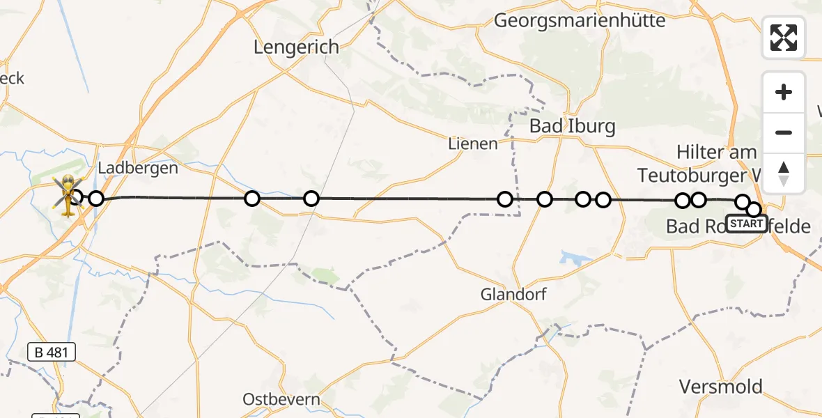 Flugroute Ambulanzhubschrauber Bad Rothenfelde - Christoph  Westfalen-ADAC, 01 April 2026, 14:39