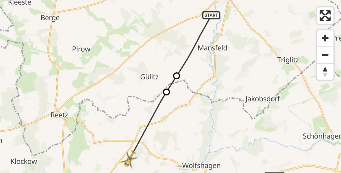 Routekaart van de vlucht: Rettungshubschrauber nach Groß Pankow (Prignitz), L 102