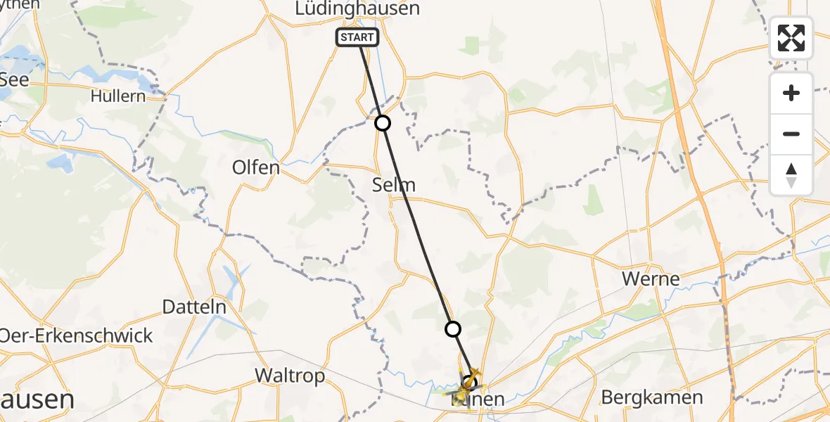Flugroute Rettungshubschrauber Lüdinghausen - Sankt Marien Hospital, 01 April 2026, 14:57
