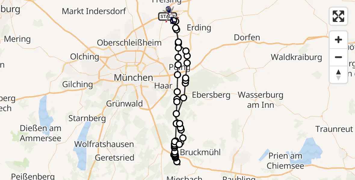Flugroute Polizeihubschrauber München Flughafen - München Flughafen, 01 April 2026, 15:00