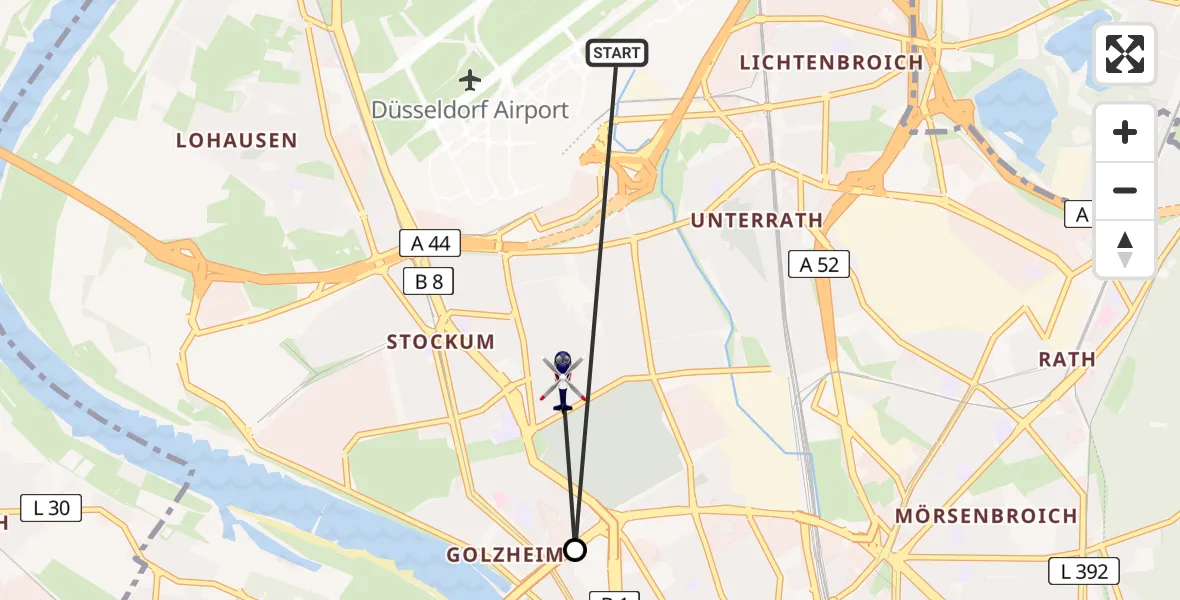 Flugroute Polizeihubschrauber Düsseldorf Flughafen - Düsseldorf, 01 April 2026, 15:22