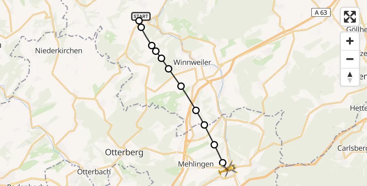 Flugroute Rettungshubschrauber Imsweiler UL - Enkenbach-Alsenborn, 01 April 2026, 15:41