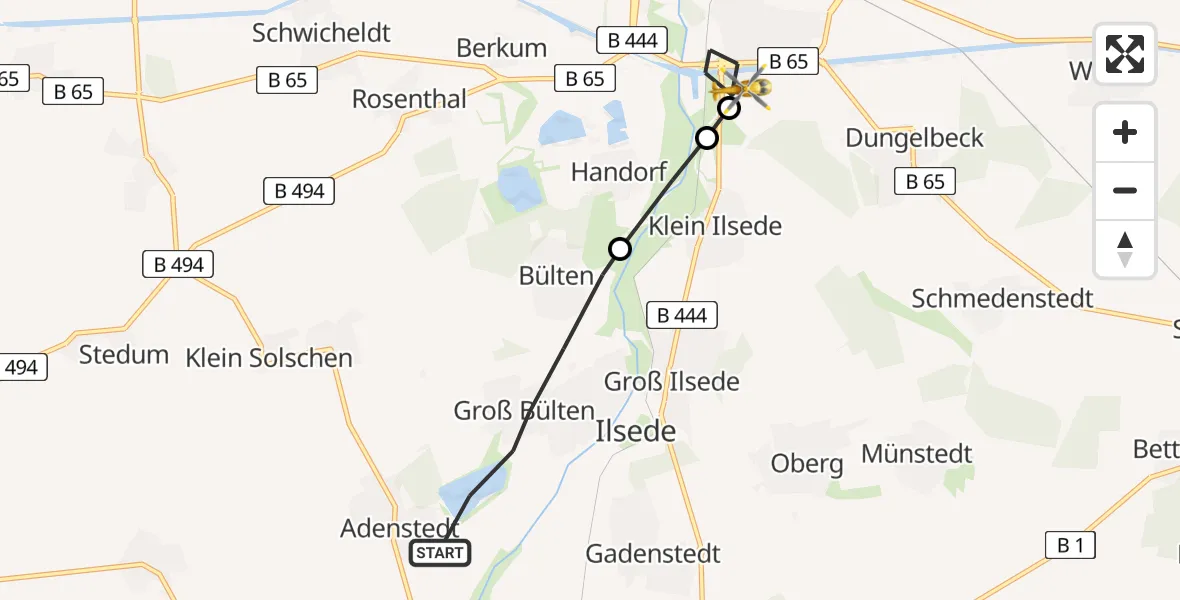 Routekaart van de vlucht: Rettungshubschrauber nach Peine, Virchowstraße
