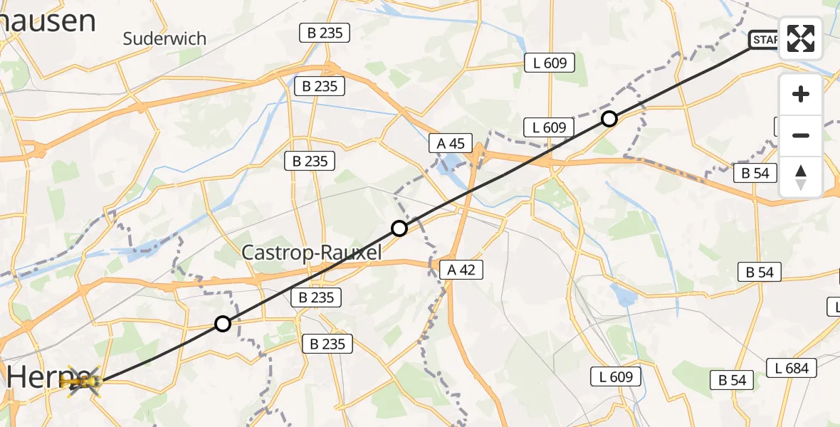 Flugroute Rettungshubschrauber Lünen - Herne, 01 April 2026, 15:50