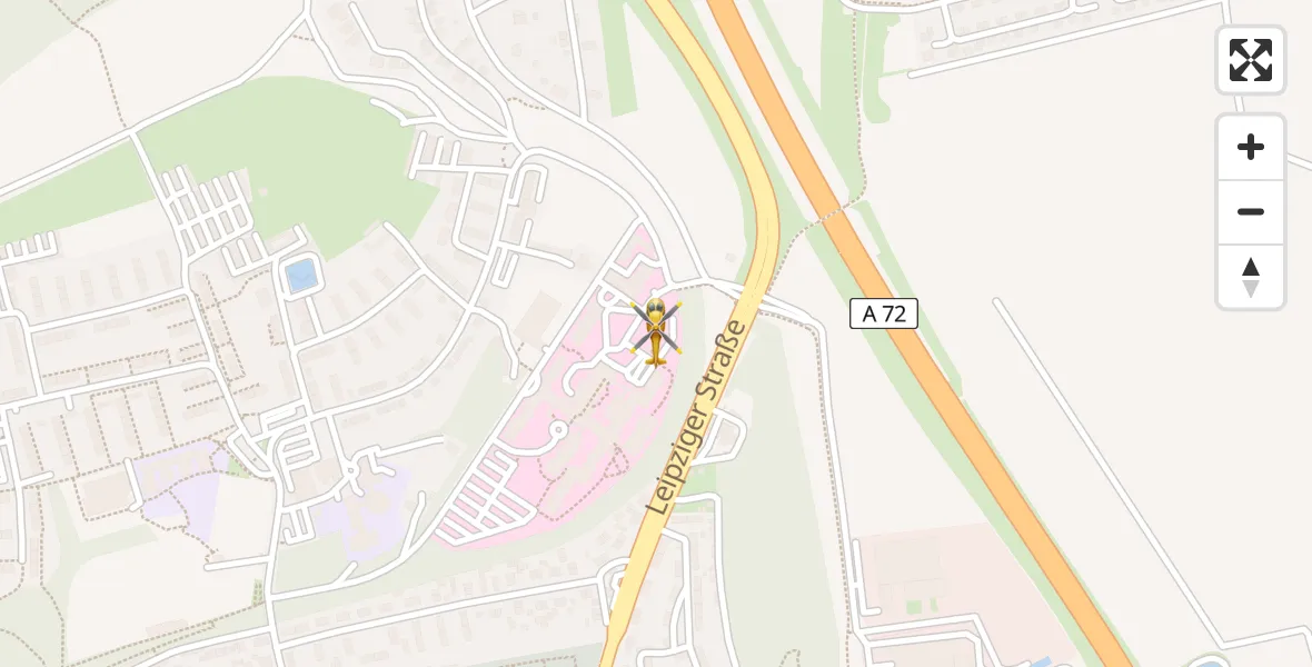 Flugroute Rettungshubschrauber Sana Hospital Borna - Sana Hospital Borna, 01 April 2026, 15:51