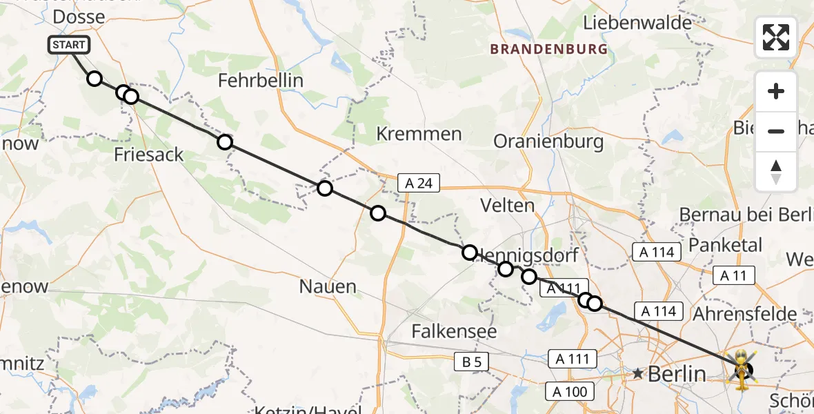 Routekaart van de vlucht: Rettungshubschrauber nach Berlin Emergency Hospital