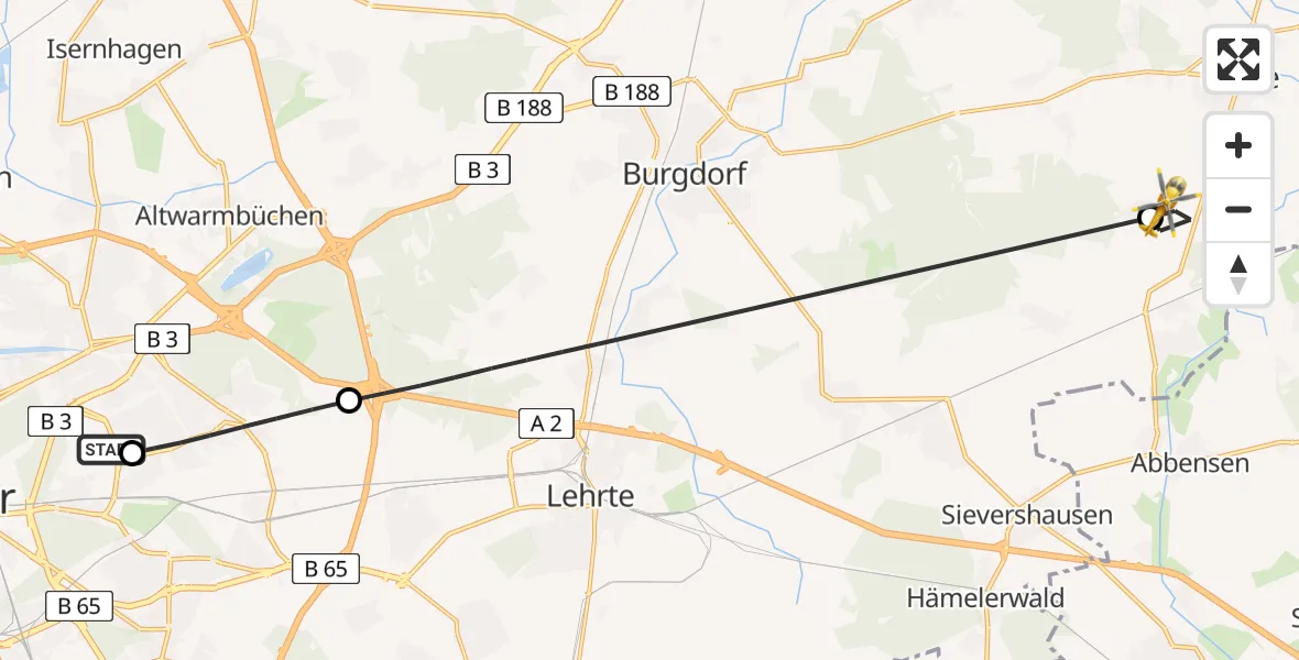 Routekaart van de vlucht: Rettungshubschrauber nach Uetze, Am Immenberg