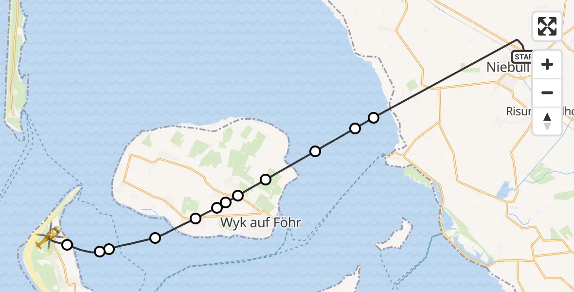Flugroute Rettungshubschrauber Niebüll - Norddorf auf Amrum, 01 April 2026, 16:19