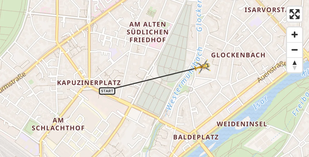 Flugroute Rettungshubschrauber München - München, 01 April 2026, 16:25