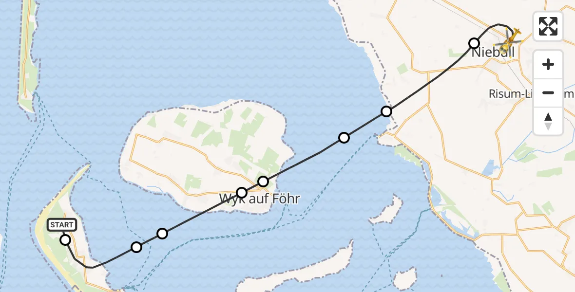 Routekaart van de vlucht: Rettungshubschrauber nach Niebüll, Gather Landstraße