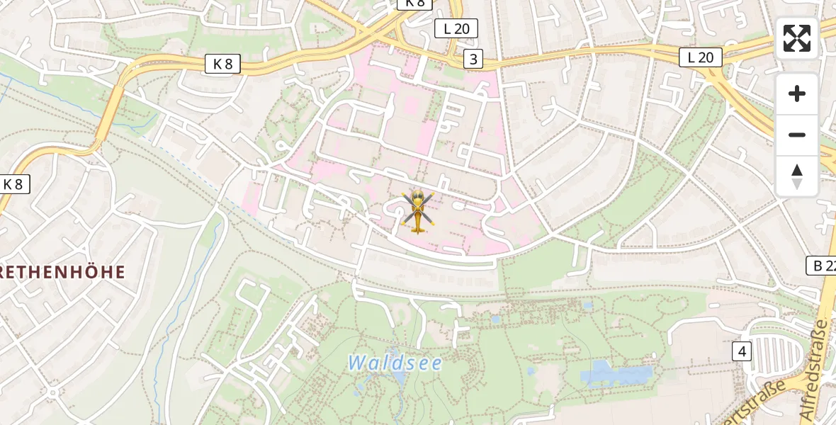 Flugroute Rettungshubschrauber Essen - Essen, 01 April 2026, 17:05