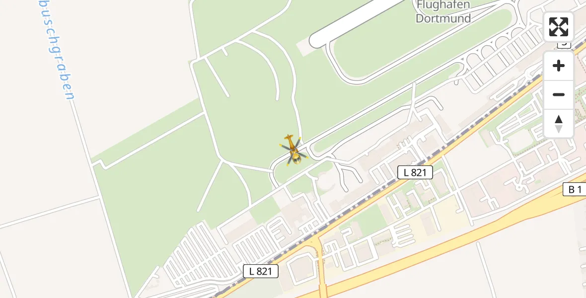 Routekaart van de vlucht: Rettungshubschrauber nach Dortmund Flughafen