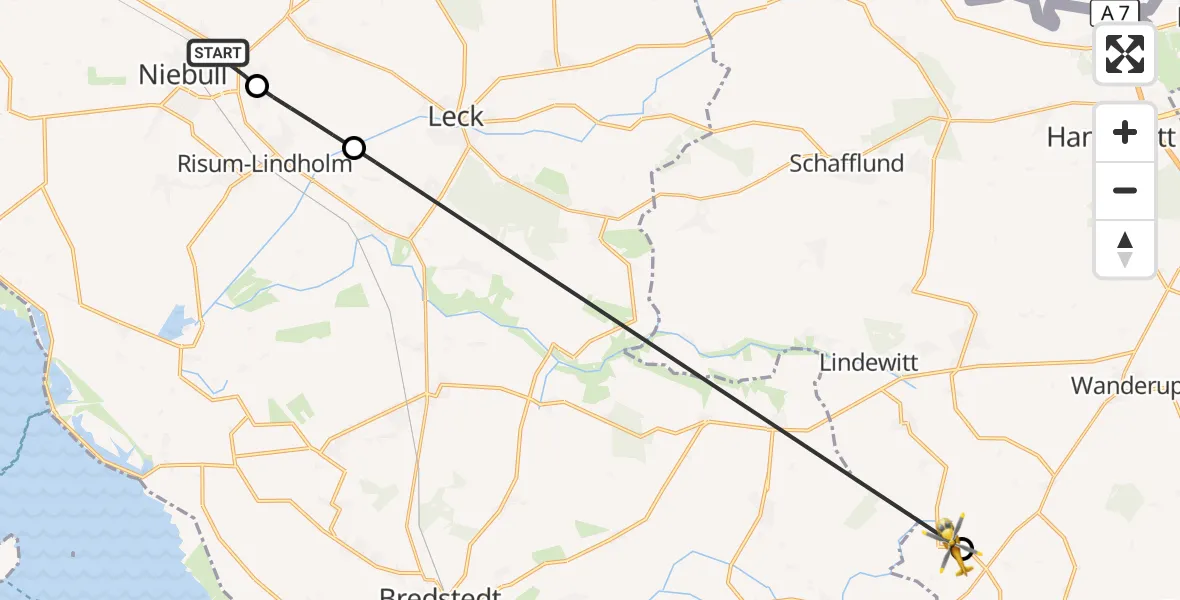 Flugroute Rettungshubschrauber Niebüll - Jörl, 01 April 2026, 17:38
