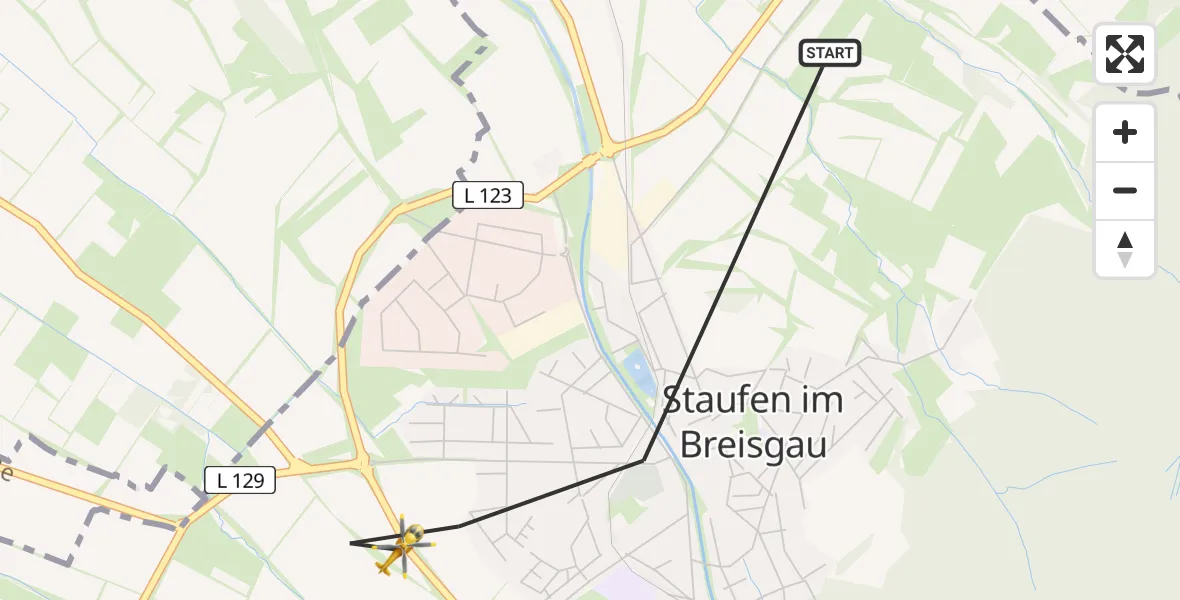 Flugroute Rettungshubschrauber Staufen im Breisgau - Staufen im Breisgau, 01 April 2026, 17:48
