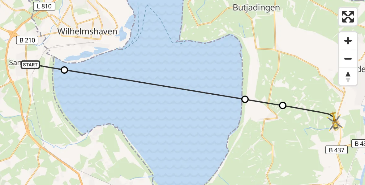 Flugroute Rettungshubschrauber Sande - Nordenham, 01 April 2026, 17:48