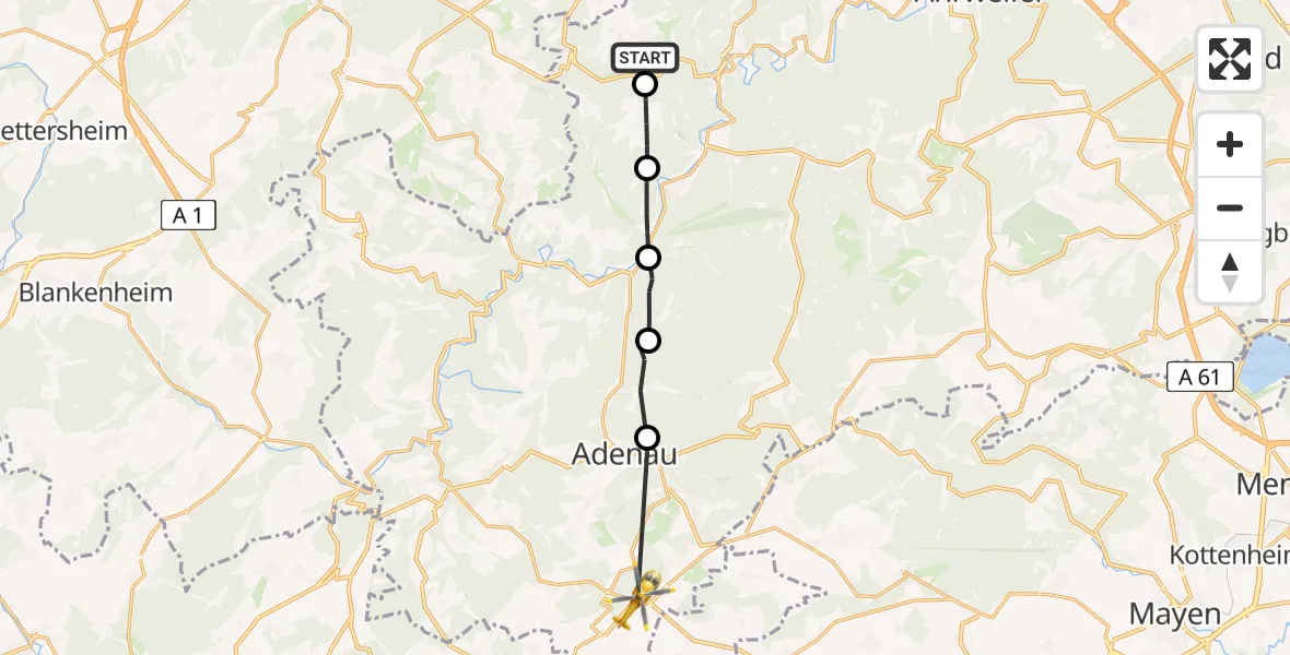 Routekaart van de vlucht: Ambulanzhubschrauber nach Nürburgring Hubschrauberlandeplatz