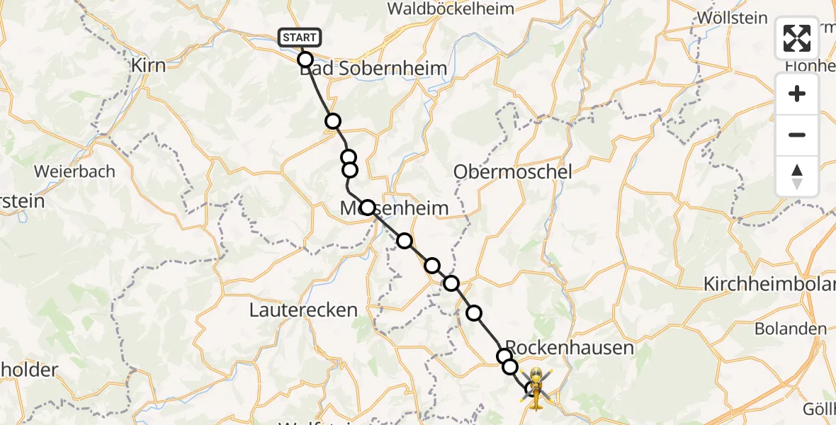 Routekaart van de vlucht: Rettungshubschrauber nach Imsweiler UL