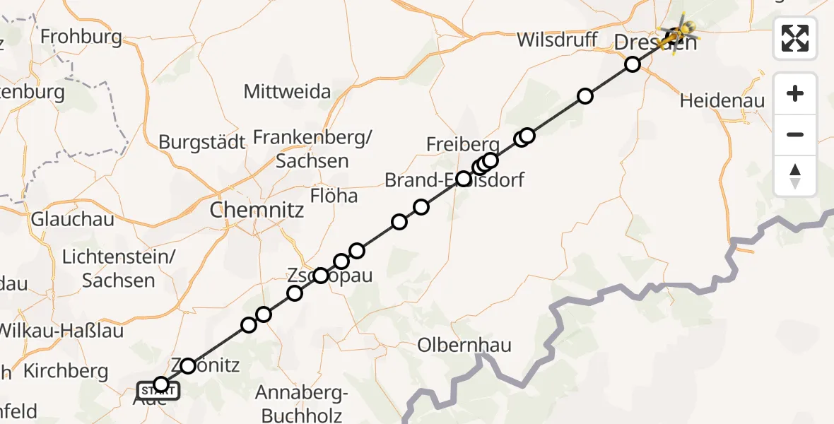 Routekaart van de vlucht: Rettungshubschrauber nach Dresden University Hospital