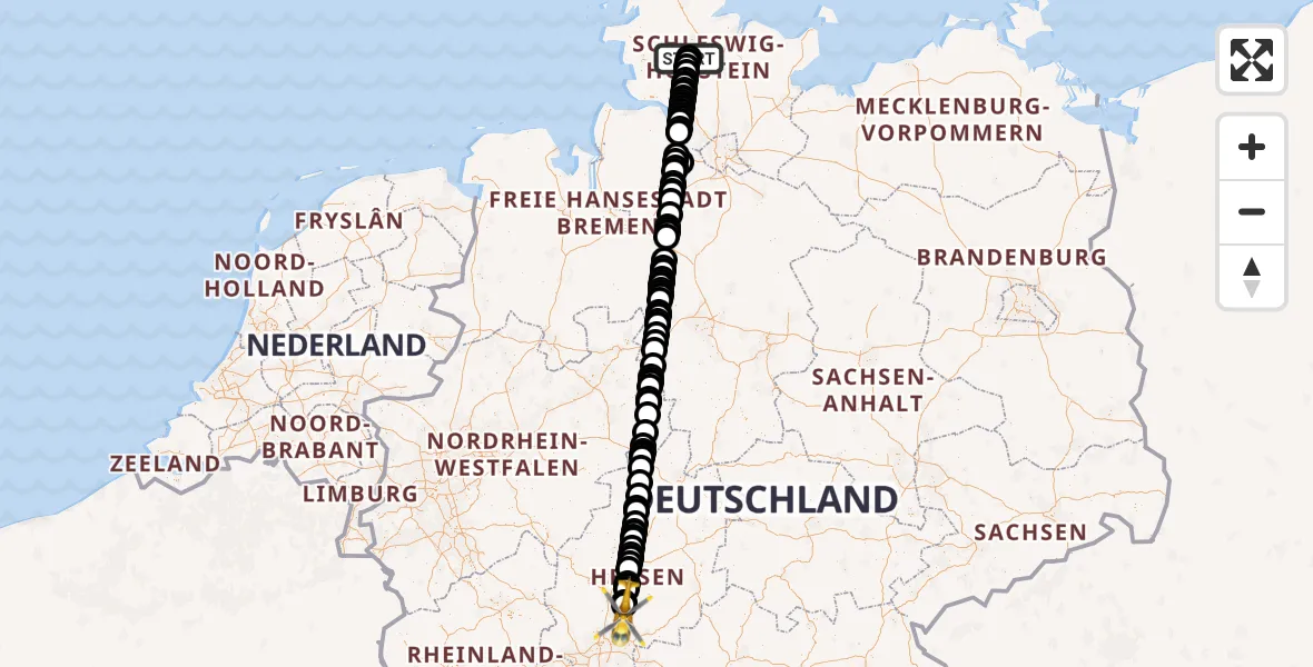 Routekaart van de vlucht: Ambulanzhubschrauber nach Reichelsheim (Wetterau), L 3187