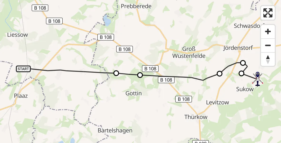 Flugroute Polizeihubschrauber Laage - Sukow-Levitzow, 01 April 2026, 18:40